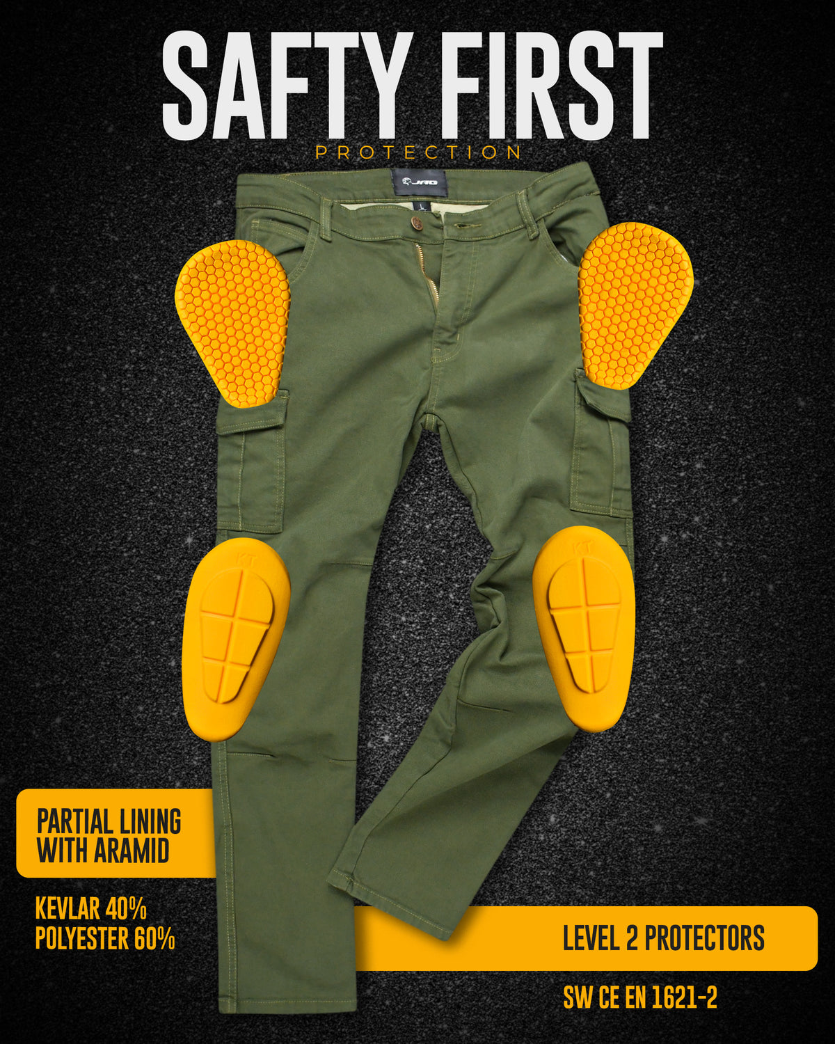 JAG Motorcycle Cargo Pants – Slim Fit Armored Cargo Jeans with CE Approved Armors