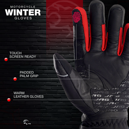 JAG Velocity Winter Riding Gloves - Waterproof, Touchscreen, Knuckle Armor