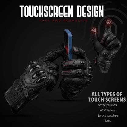 Gladiator Motorcycle Gloves | Genuine Leather | Reinforced Knuckle Protection