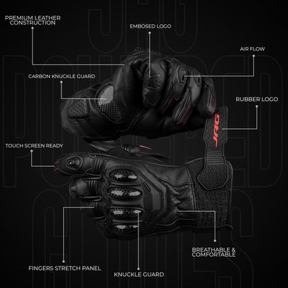 Gladiator Motorcycle Gloves | Genuine Leather | Reinforced Knuckle Protection