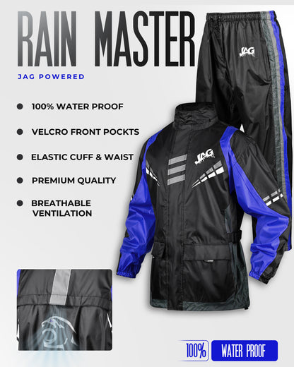 JAG Rainmaster Rain Suit for Men & Women (Black Blue)