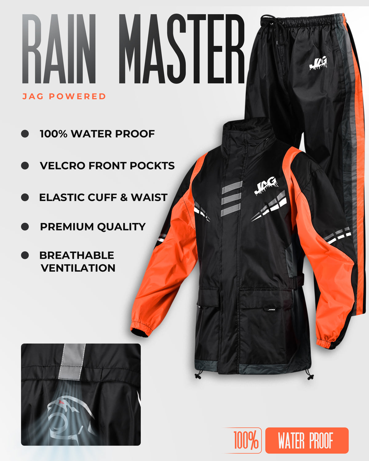 JAG Rainmaster Rain Suit for Men & Women | Water Proof Rain gear